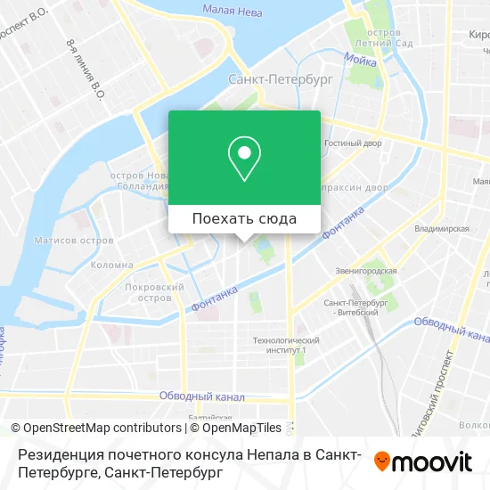 Карта Резиденция почетного консула Непала в Санкт-Петербурге