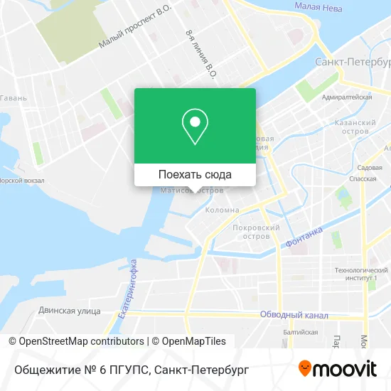 Карта Общежитие № 6 ПГУПС
