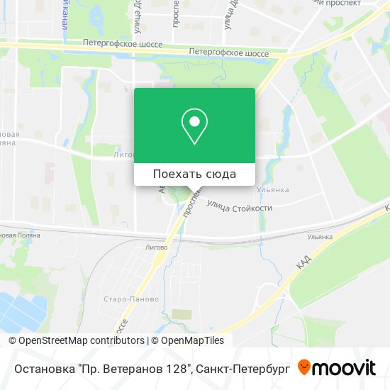 Карта Остановка "Пр. Ветеранов 128"