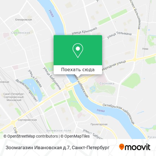 Карта Зоомагазин Ивановская д.7