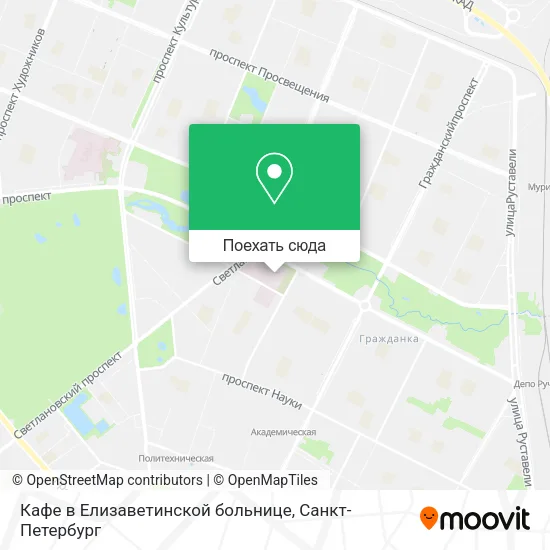 Карта Кафе в Елизаветинской больнице