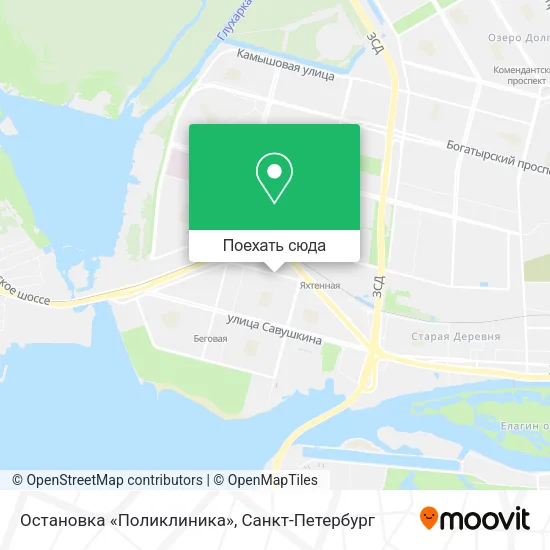 Карта Остановка «Поликлиника»