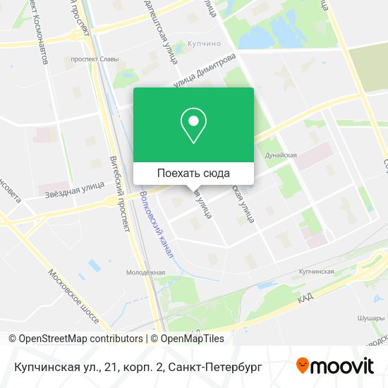Карта Купчинская ул., 21, корп. 2