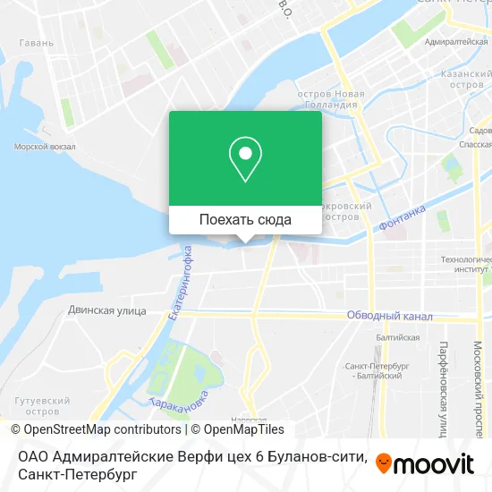 Карта ОАО Адмиралтейские Верфи цех 6 Буланов-сити