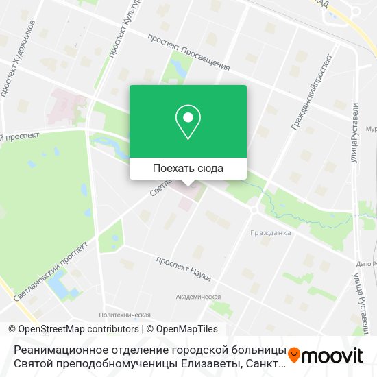 Карта Реанимационное отделение городской больницы Святой преподобномученицы Елизаветы