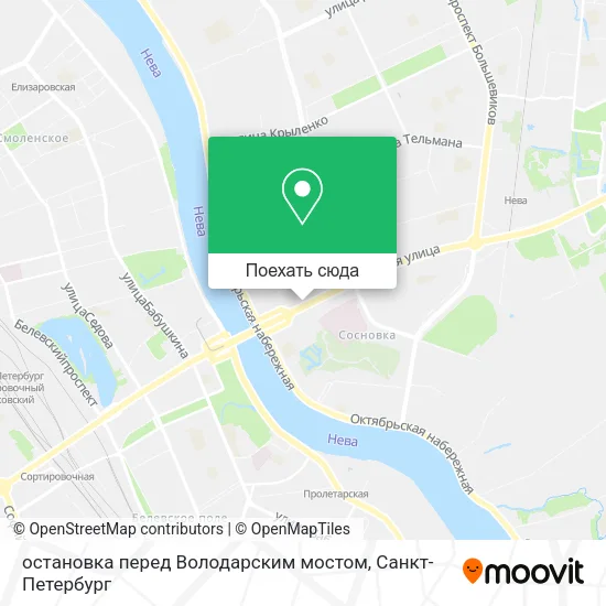 Карта остановка перед Володарским мостом