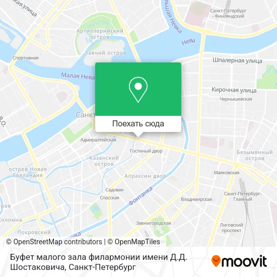 Карта Буфет малого зала филармонии имени Д.Д. Шостаковича