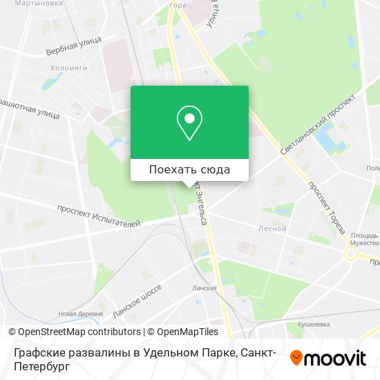 Карта Графские развалины в Удельном Парке