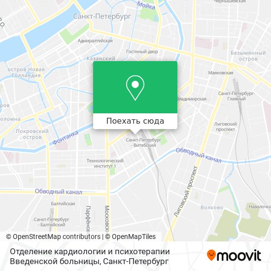 Карта Отделение кардиологии и психотерапии Введенской больницы