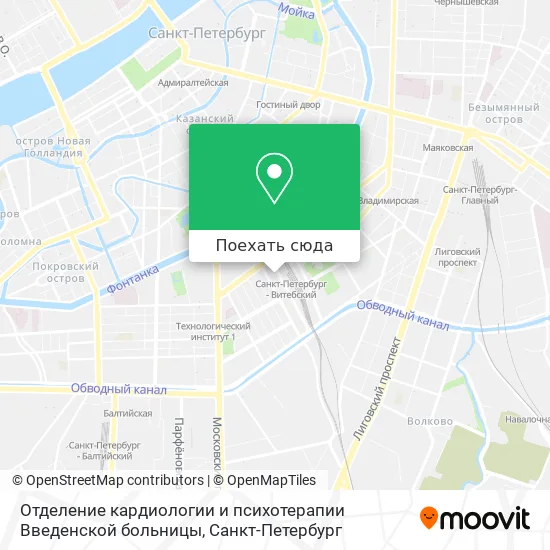 Карта Отделение кардиологии и психотерапии Введенской больницы