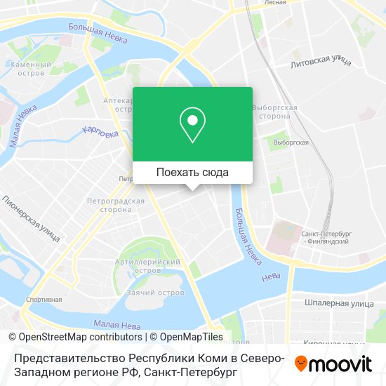 Карта Представительство Республики Коми в Северо-Западном регионе РФ