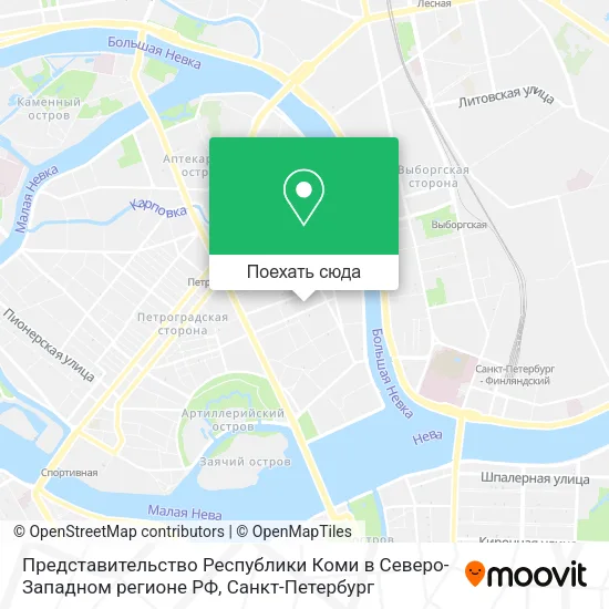 Карта Представительство Республики Коми в Северо-Западном регионе РФ