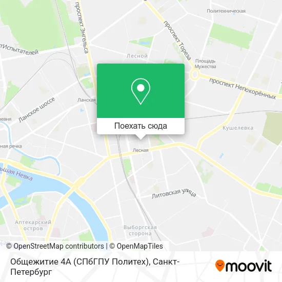 Карта Общежитие 4А (СПбГПУ Политех)