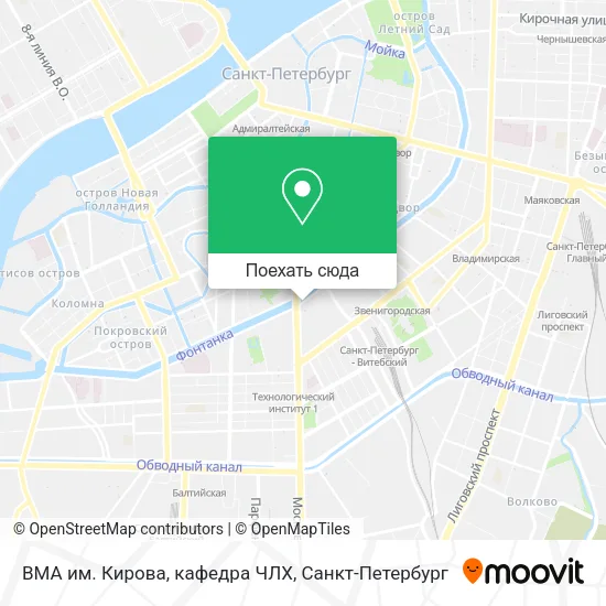 Карта ВМА им. Кирова, кафедра ЧЛХ