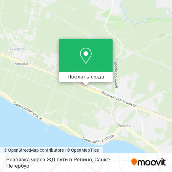 Карта Развязка через ЖД пути в Репино