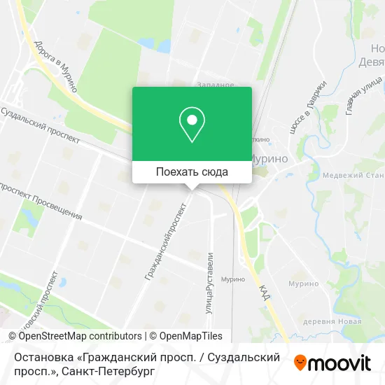 Карта Остановка «Гражданский просп. / Суздальский просп.»