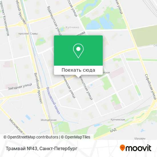 Карта Трамвай №43