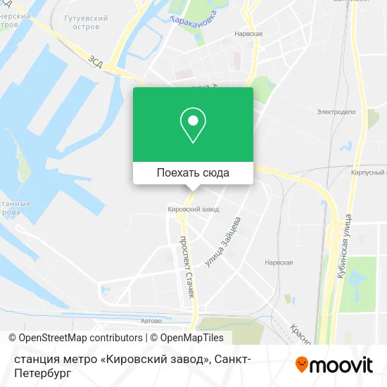 Карта станция метро «Кировский завод»
