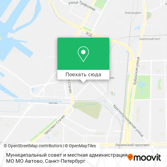 Карта Муниципальный совет и местная администрация МО МО Автово