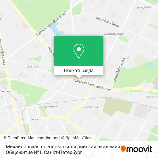 Карта Михайловская военно-артиллерийская академия Общежитие №1