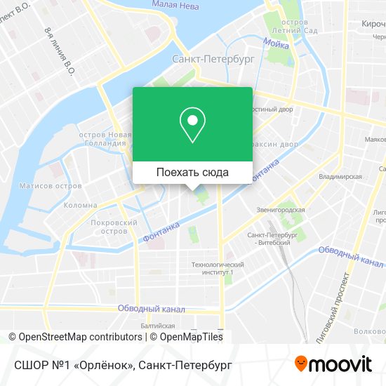 Карта СШОР №1 «Орлёнок»