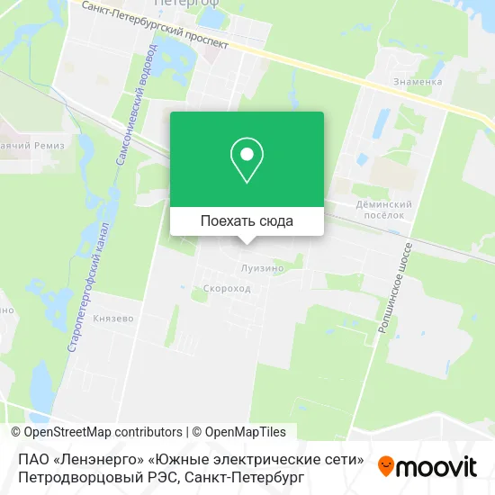 Карта ПАО «Ленэнерго» «Южные электрические сети» Петродворцовый РЭС