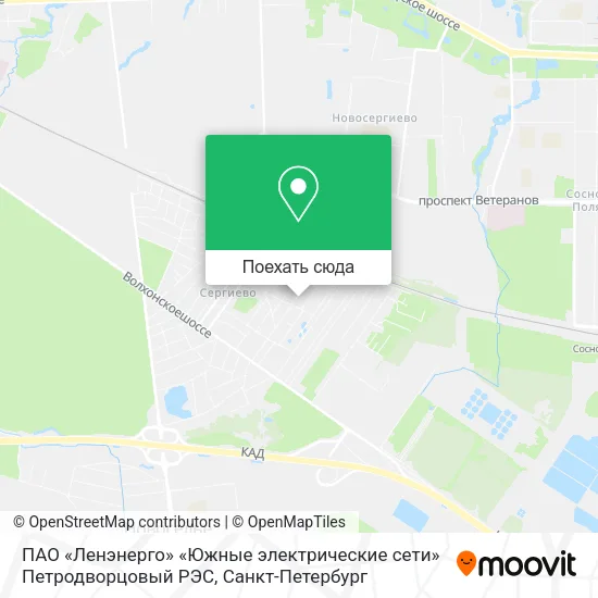 Карта ПАО «Ленэнерго» «Южные электрические сети» Петродворцовый РЭС