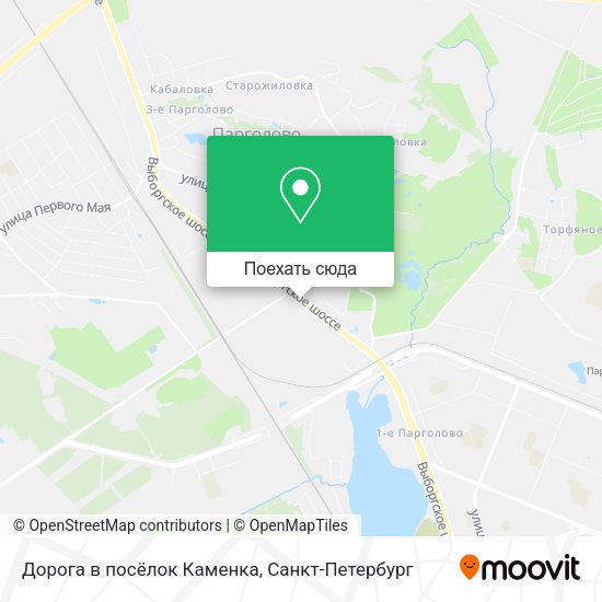 Карта Дорога в посёлок Каменка