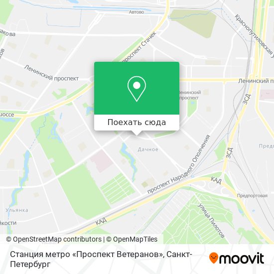 Карта Станция метро «Проспект Ветеранов»