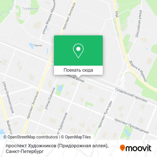 Карта проспект Художников (Придорожная аллея)