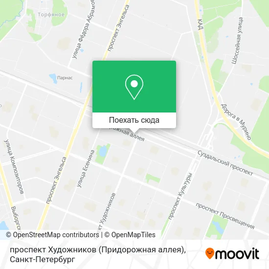 Карта проспект Художников (Придорожная аллея)