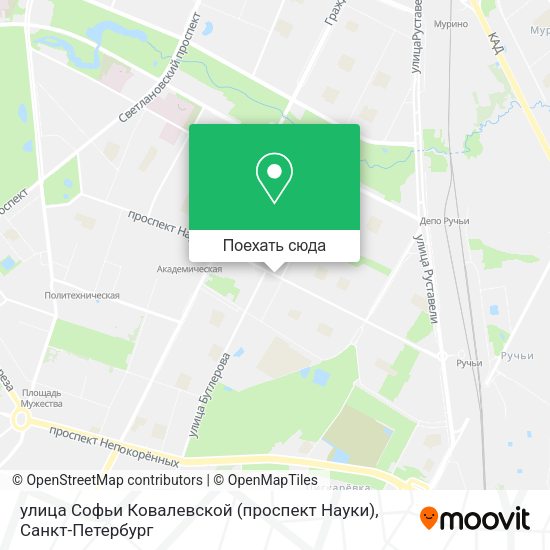 Карта улица Софьи Ковалевской (проспект Науки)