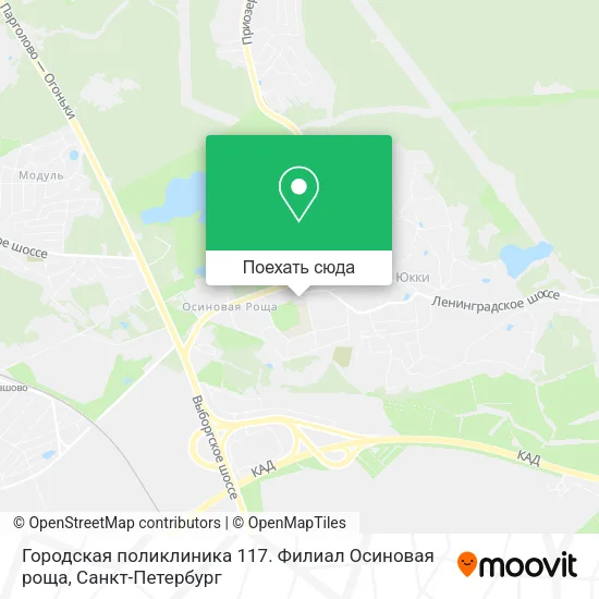 Карта Городская поликлиника 117. Филиал Осиновая роща