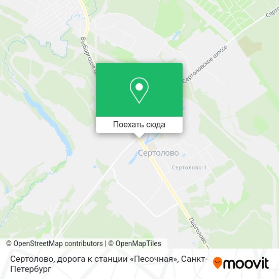 Карта Сертолово, дорога к станции «Песочная»