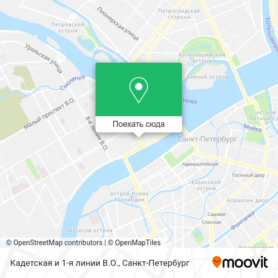 Карта Кадетская и 1-я линии В.О.