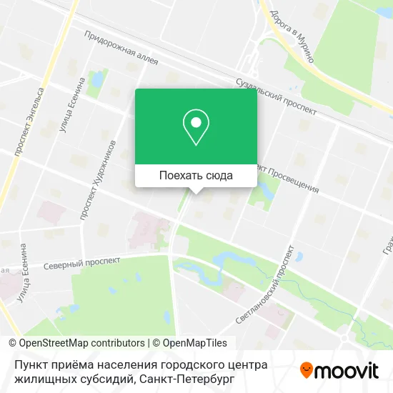 Карта Пункт приёма населения городского центра жилищных субсидий