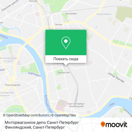 Карта Моторвагонное депо Санкт-Петербург Финляндский