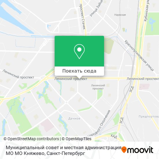 Карта Муниципальный совет и местная администрация МО МО Княжево