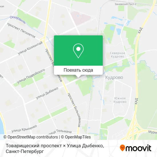 Карта Товарищеский проспект × Улица Дыбенко