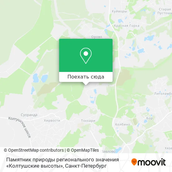 Карта Памятник природы регионального значения «Колтушские высоты»