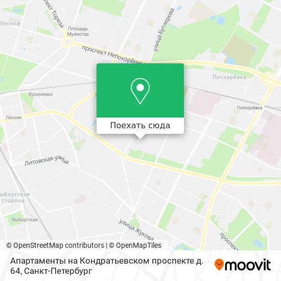 Карта Апартаменты на Кондратьевском проспекте д. 64