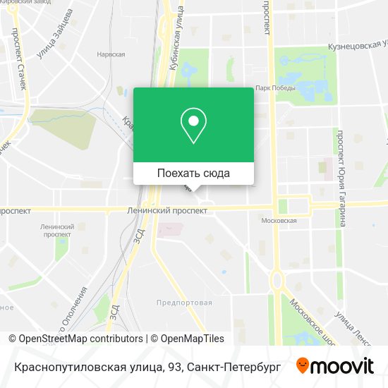 Карта Краснопутиловская улица, 93