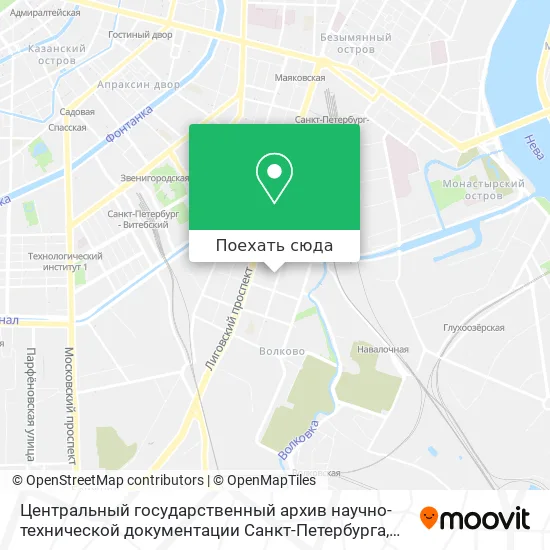 Карта Центральный государственный архив научно-технической документации Санкт-Петербурга