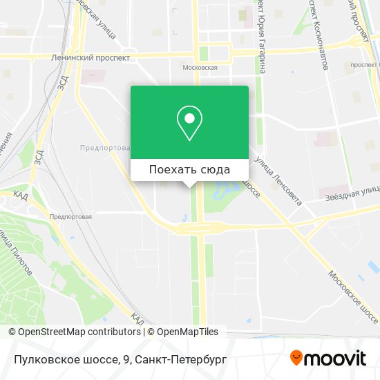 Карта Пулковское шоссе, 9