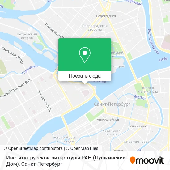Карта Институт русской литературы РАН (Пушкинский Дом)