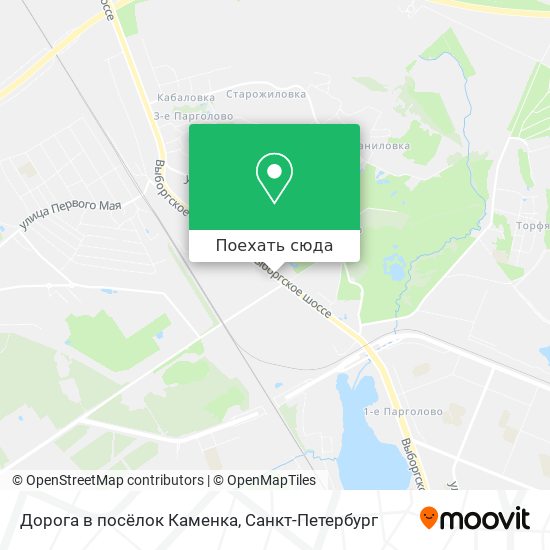 Карта Дорога в посёлок Каменка