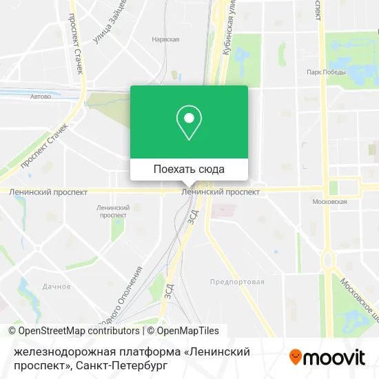 Карта железнодорожная платформа «Ленинский проспект»