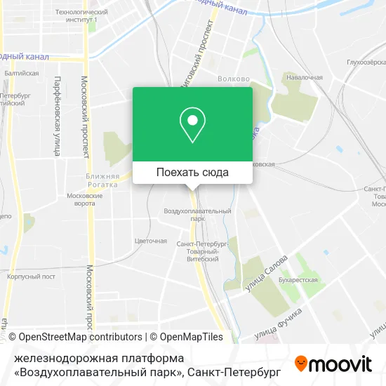 Карта железнодорожная платформа «Воздухоплавательный парк»