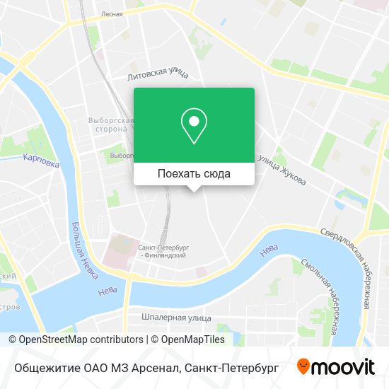 Карта Общежитие ОАО МЗ Арсенал