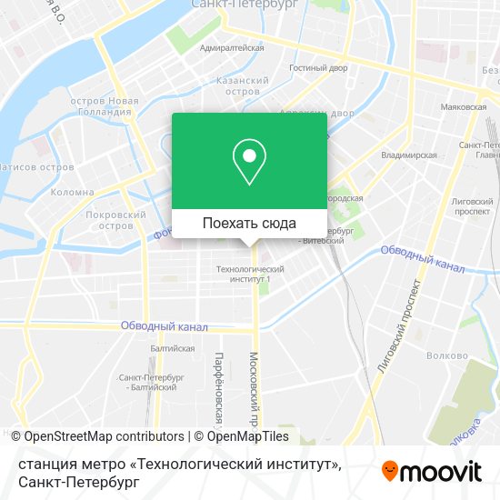Карта станция метро «Технологический институт»